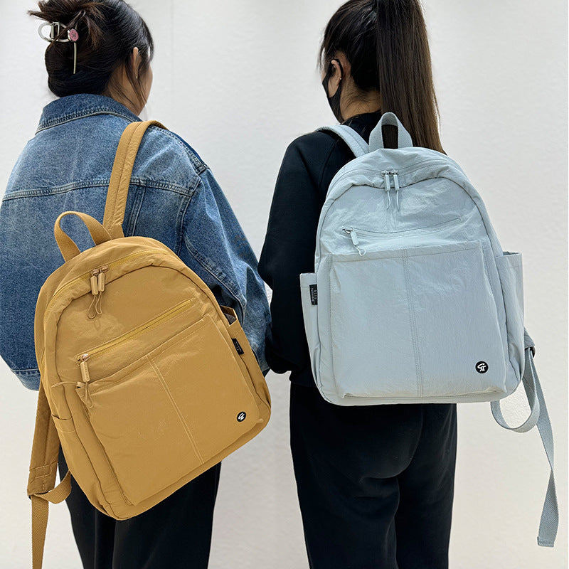 Nylon Cloth Trendy Large Capacity Contrast Leisure Backpack