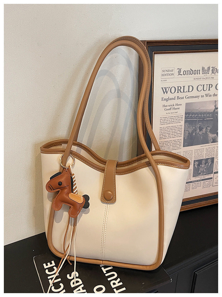 Women's High Texture Popular Retro Large Capacity Commute Bucket Bags