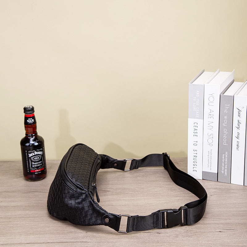Men's Fashion Woven Pattern Niche Popular Trendy Wide Strap Men's Fanny Pack