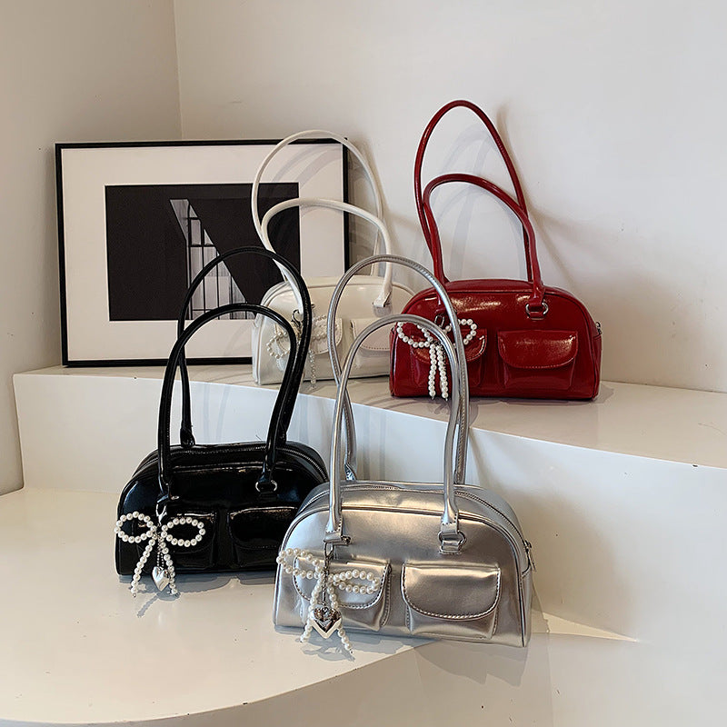 Glossy French Style Underarm High Sense Baguette Female Bags