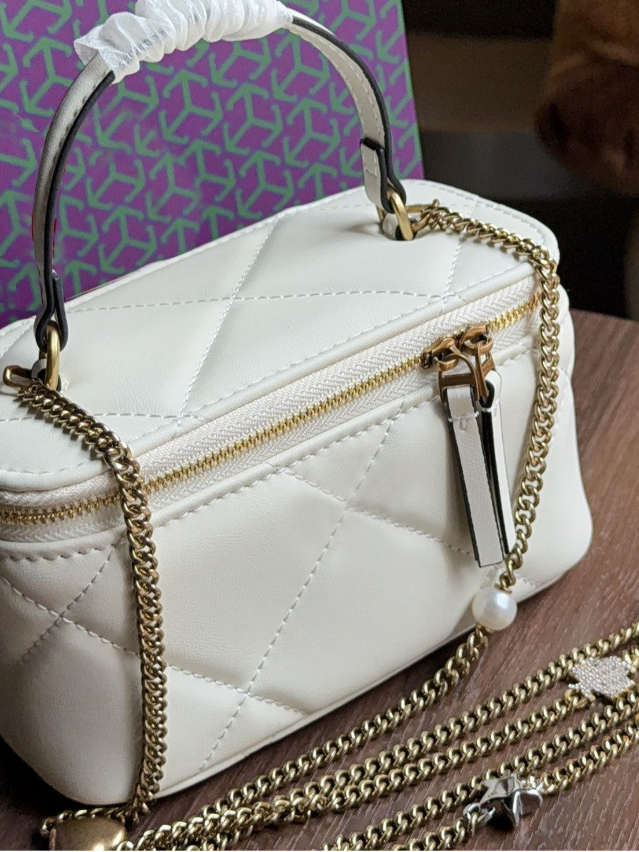 Cowhide Fashion Sheepskin Box Chain Lightweight Cosmetic Bags