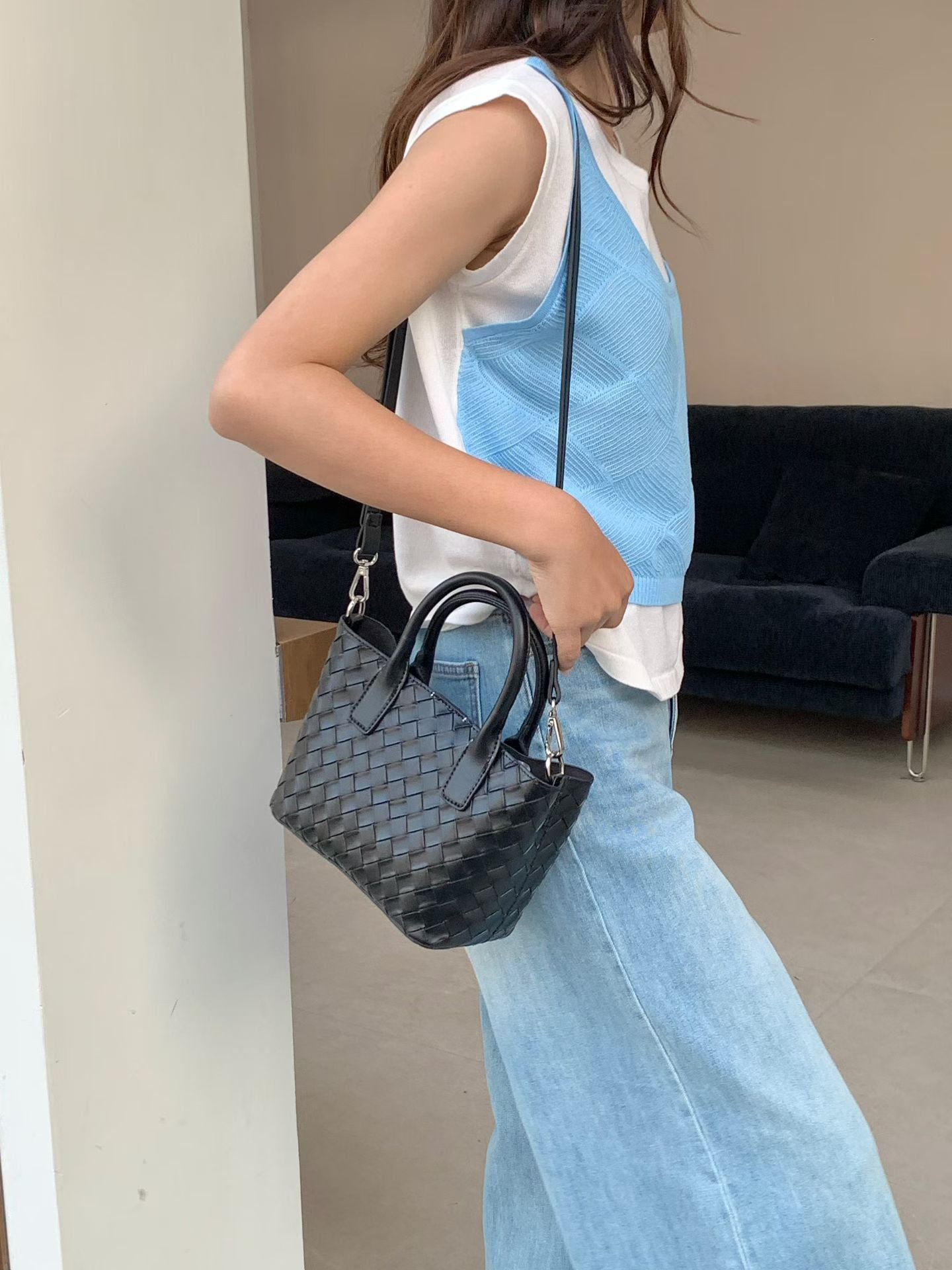 Women's High-grade Portable Woven Fashion Vegetable Basket Women's Handbag