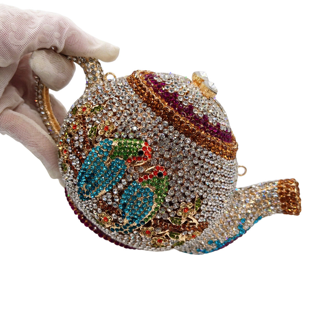 Women's Full Diamond Teapot Style High-grade Light Luxury Banquet Party Meeting Dinner Bag