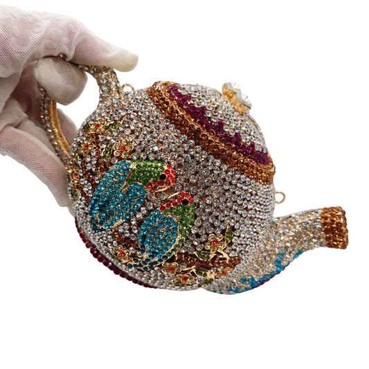 Women's Full Diamond Teapot Style High-grade Light Luxury Banquet Party Meeting Dinner Bag