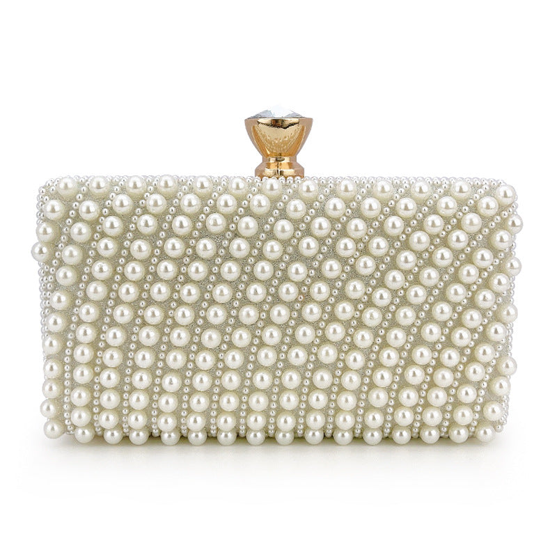 Women's Trendy White Dinner Beaded Elegant Retro Box For Bags