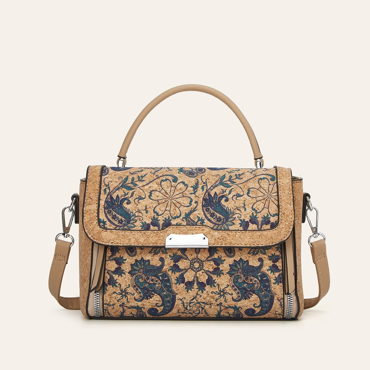 Cork Printed Fashion Trendy Unique National Bark Small Square Bags