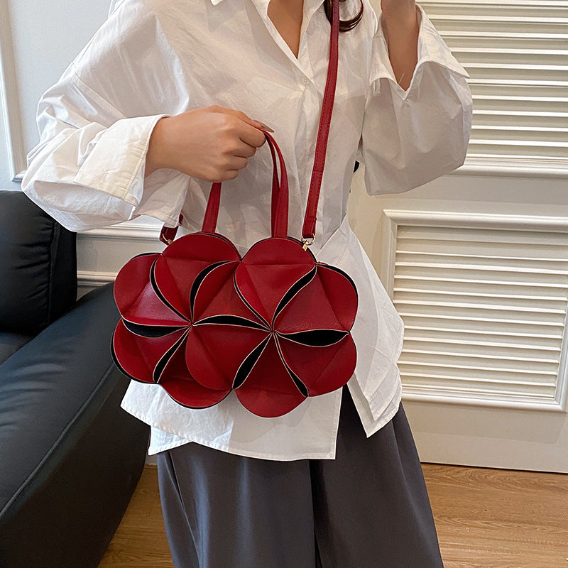 Women's Fancy Design Cute Flowers Dinner Shape Pleated Bags