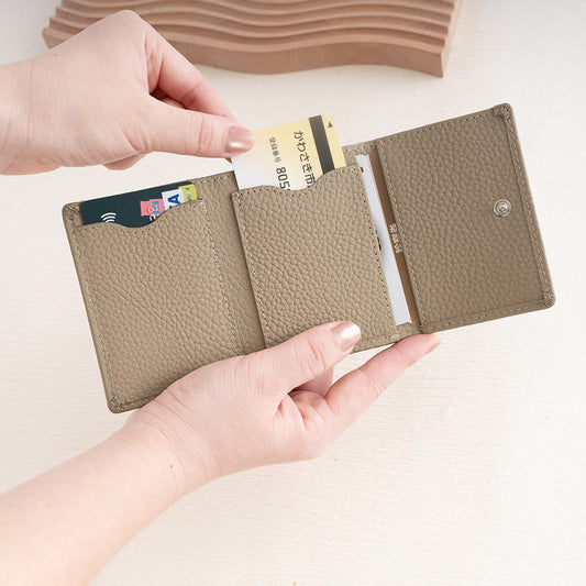 Women's Genuine Leather Big Litchi Pattern Three Fold Short Type Change Ladies Wallet