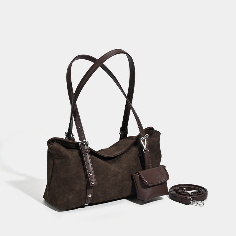 Women's Retro Suede Pillow Large Capacity Commuter Women's Shoulder Bag