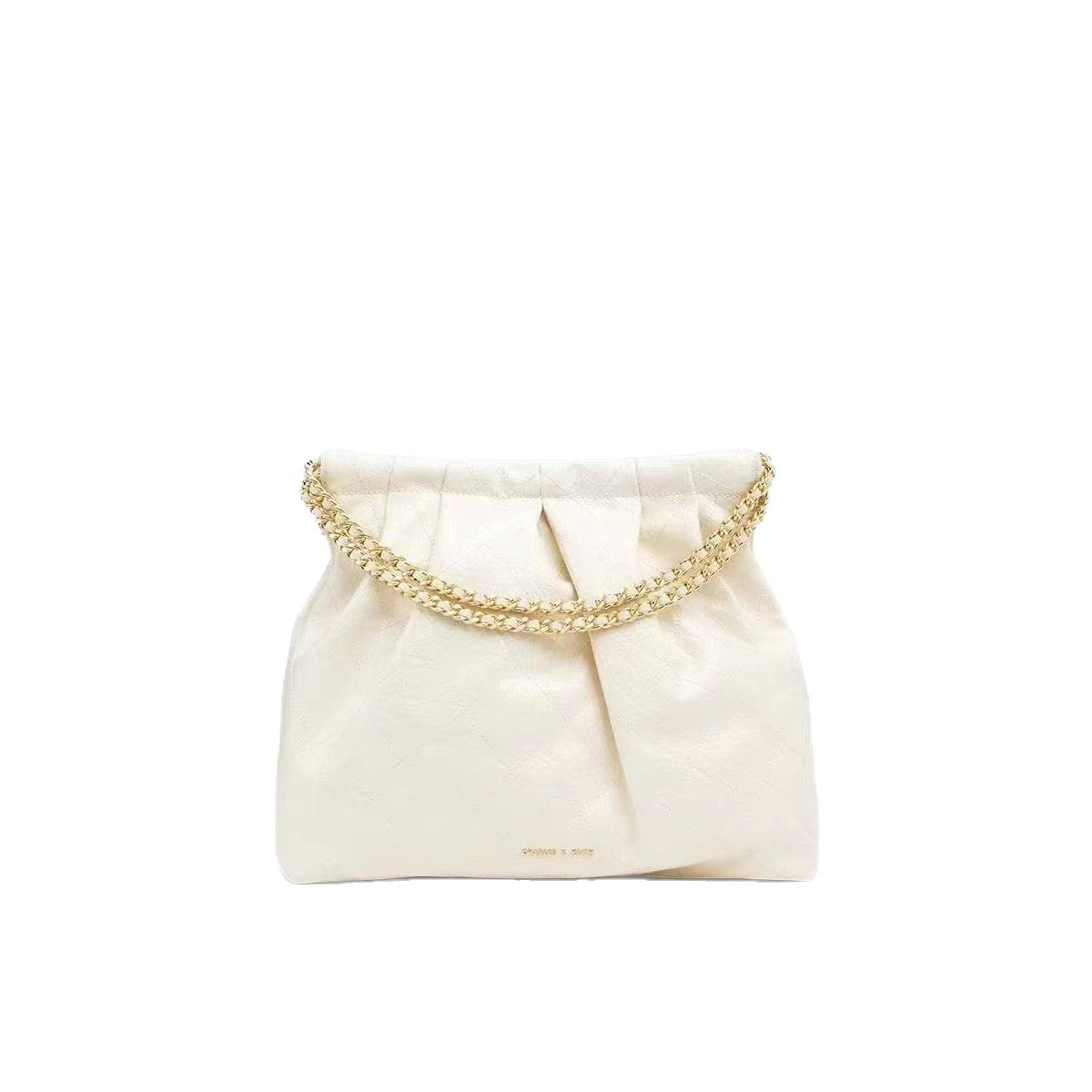 Charles Keith Portable Hobo Rhombus Chain Fashion Large Capacity Trendy Tote Bag