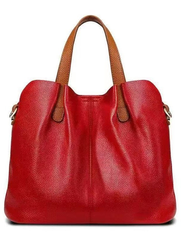 Women's Large Capacity Commuter Contrast Color Soft Leather Versatile Women's Shoulder Bag