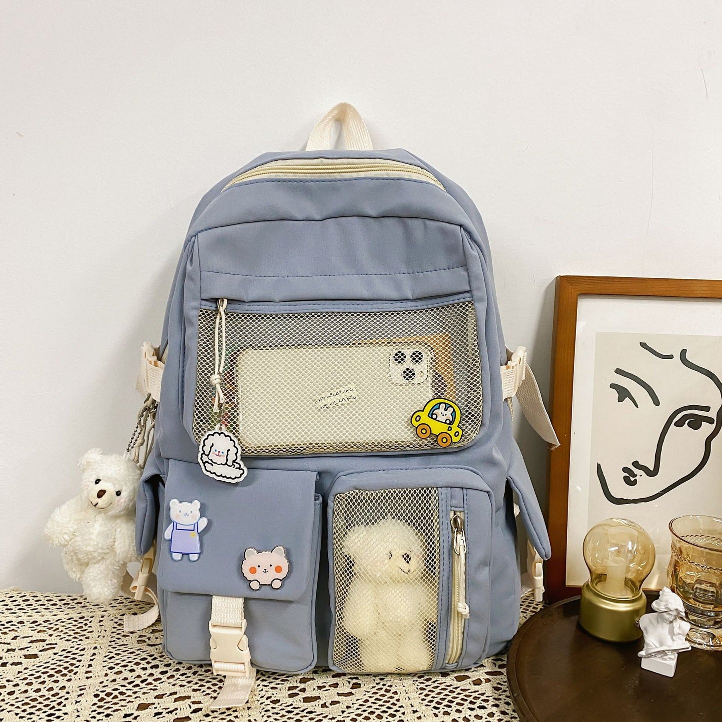 Mesh Korean Style For Junior Senior College Student Schoolbag