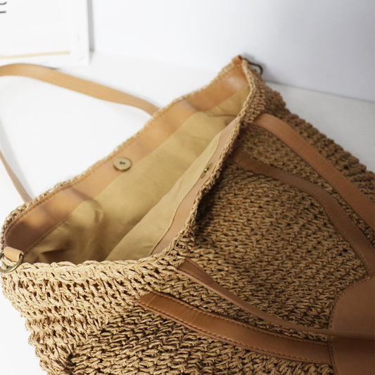 Women's Spring Vegetable Basket Knitted Straw Holiday Women's Shoulder Bag