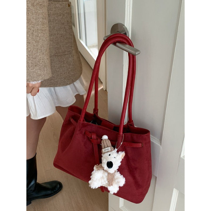 Women's Vintage Large Capacity Suede Commuter Portable Women's Shoulder Bag