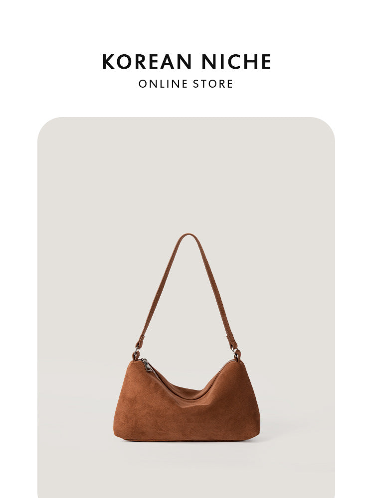 Women's Niche Retro Suede Underarm Matte Simple Fashion Women's Shoulder Bag