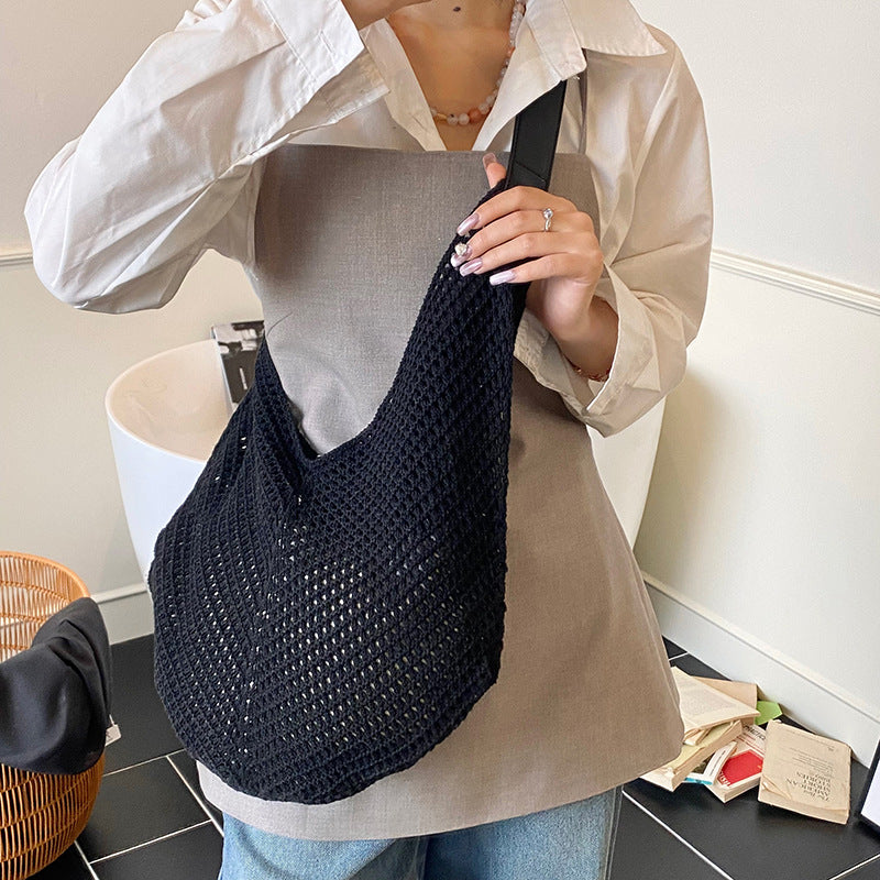 Style Hollow Out Stitching Woven Summer Leisure Vacation Women's Shoulder Bag