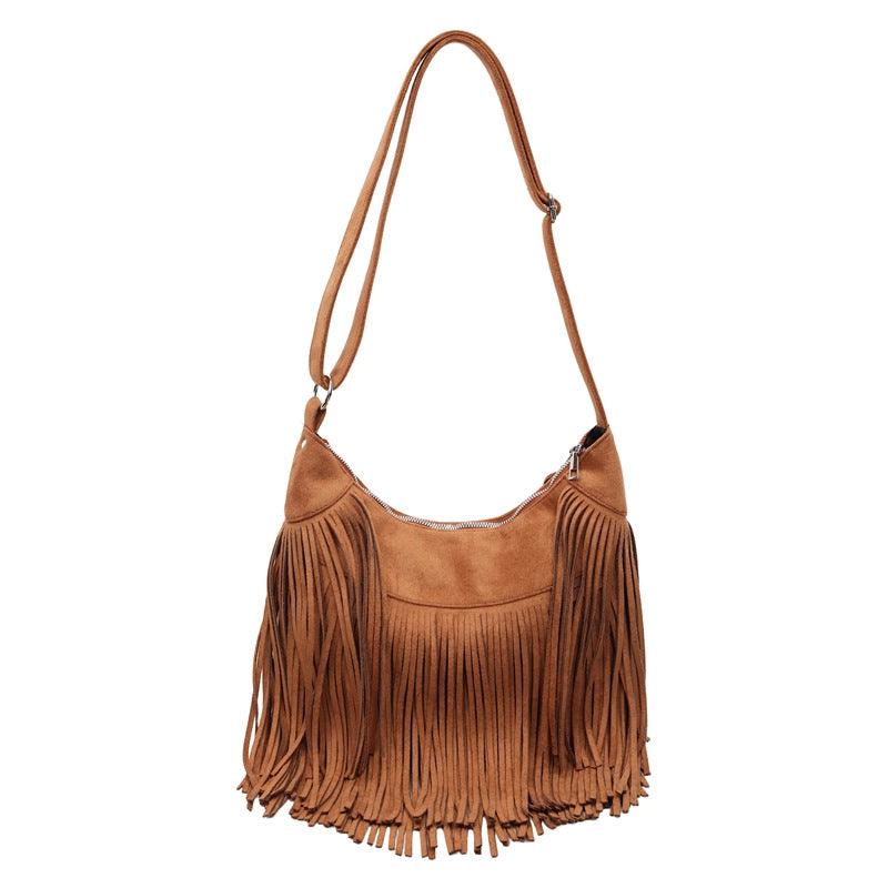 Women's Retro Large Capacity Tassel Personality Underarm Women's Shoulder Bag