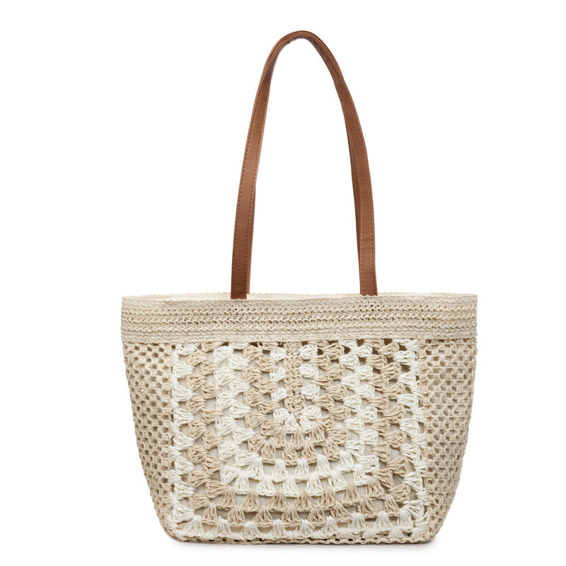 Minority Large Capacity Western Style Straw Hand-woven Beach Vacation Portable Women's Shoulder Bag