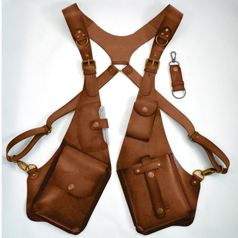 Women's & Men's Vintage Leather Strap Underarm Mobile Sports Satchel, Hanging Bag