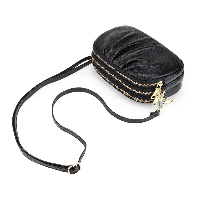 Women's Genuine Wrinkled Soft Large Capacity Simple Women's Leather Bag