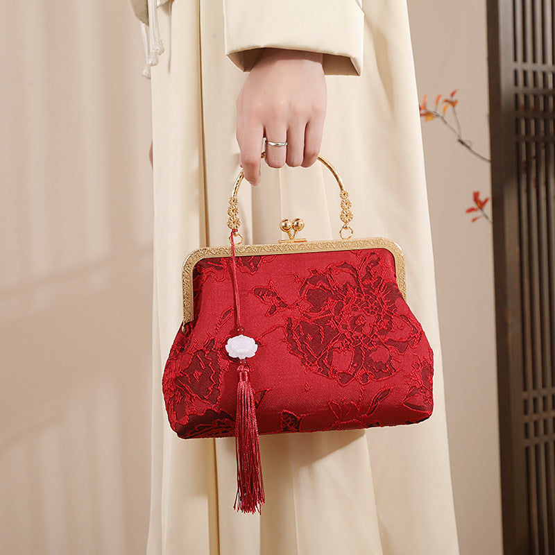 Chinese Style Red Bridal Wedding Classy Mom For Cheongsam Women's Shoulder Bag