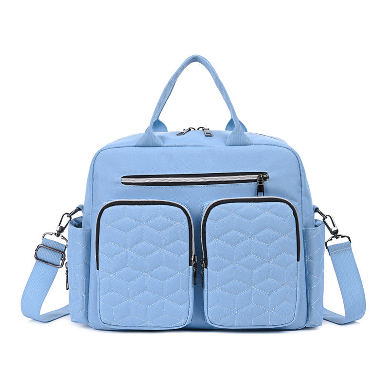Women's Horizontal Double Pocket Diaper Embroidery Thread Style Lightweight Mummy Bag
