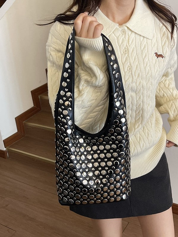 Cool Personality Dot Rivet Underarm Fashion Motorcycle Women's Shoulder Bag