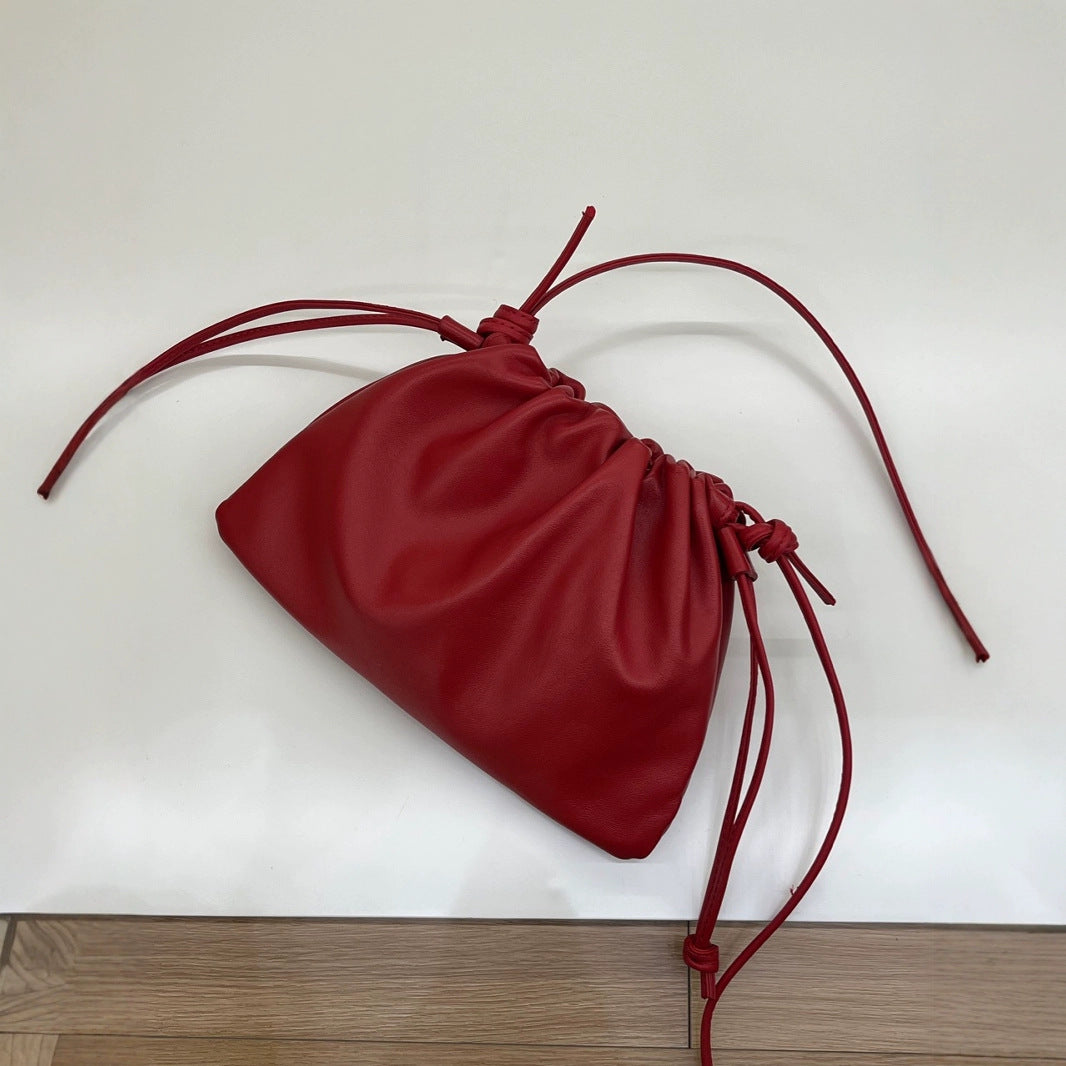 Women's Design Cloud Sheepskin Drawstring Lucky High-grade Handbags