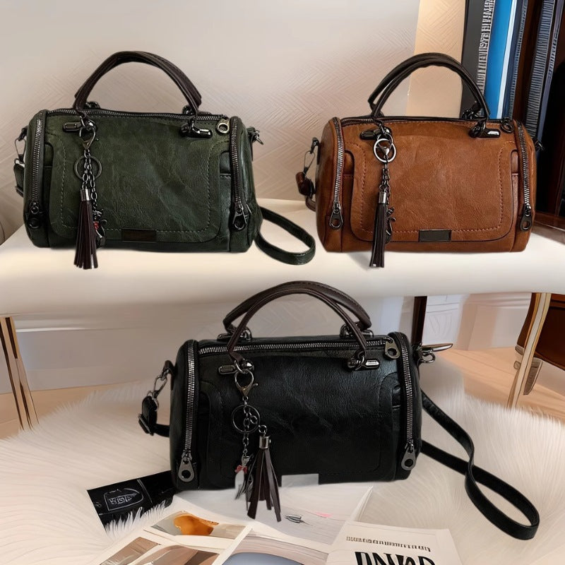 Women's Fashion Retro Large Capacity Soft Leather Boston Women's Shoulder Bag