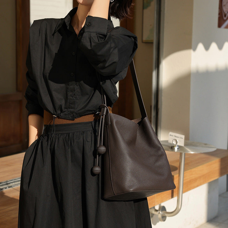 Women's Light Luxury First Layer Cowhide Commuter Large Capacity Genuine Shoulder Bags
