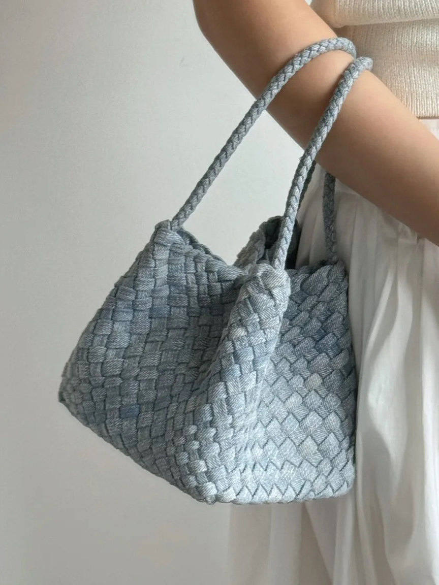 Denim Hand-woven Vegetable Basket Lazy Versatile Clutch Wings Bags