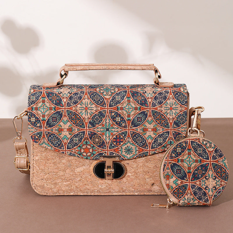 Women's Wooden Outside Retro Ethnic Style Cork Portable Niche Mori Artistic Bags