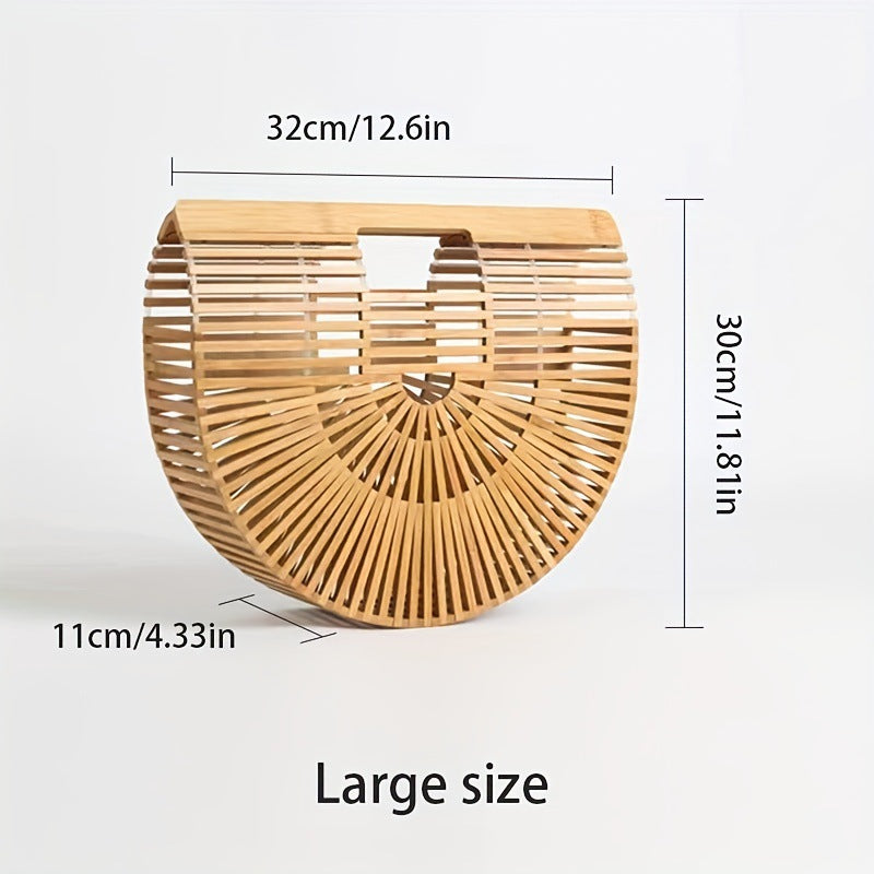 Women's Handmade Bamboo Woven Semicircle Vacation Beach Women's Clutch