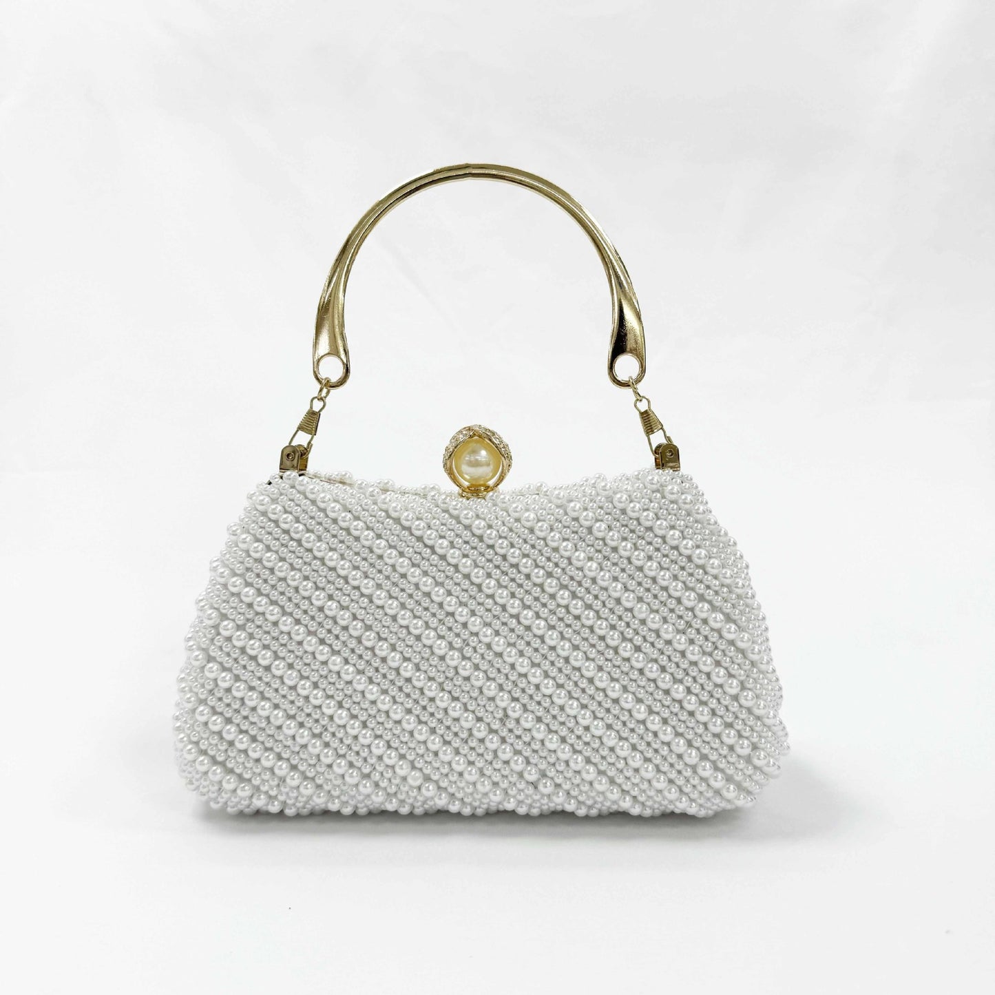 Women's Fashion Handmade Beaded Imitation Pearl With Dinner Bag