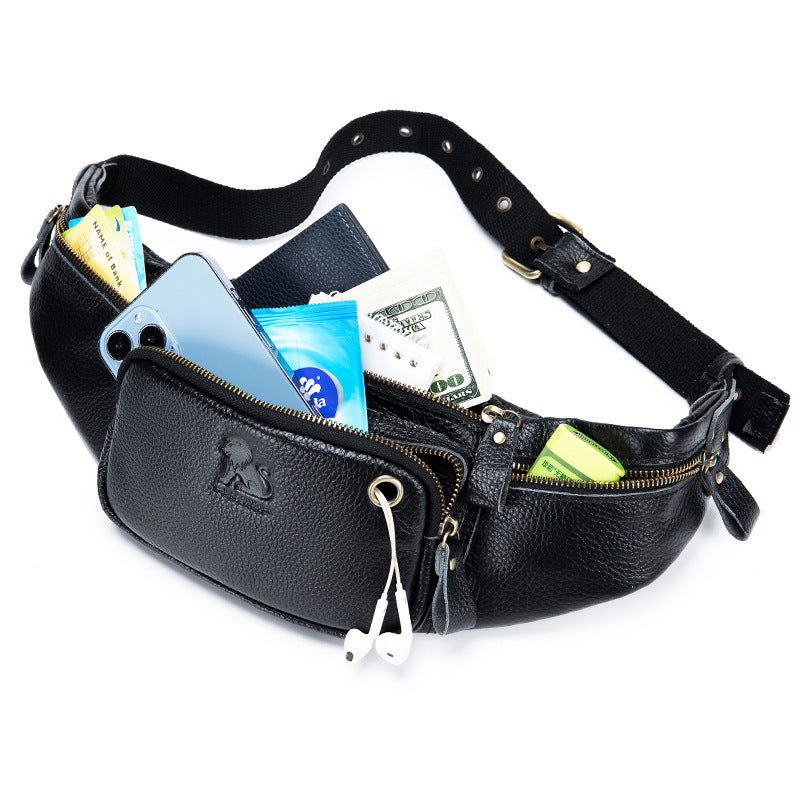 Men's Genuine Leather Cowhide Leisure Style First Men's Chest Bag