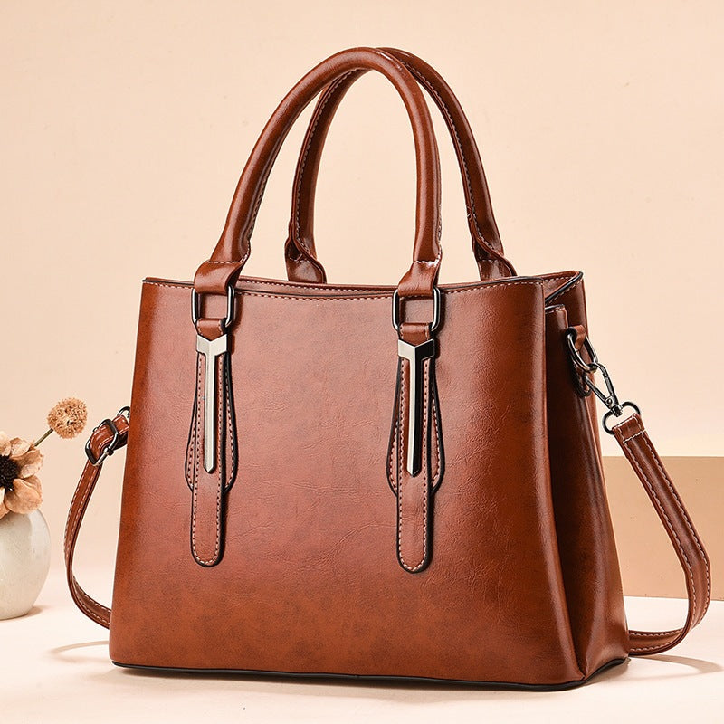 Women's Fashion Retro Solid Color Large Capacity Women's Handbag