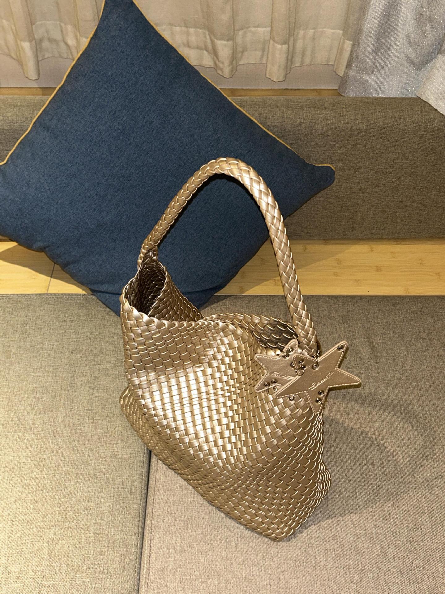 Women's Gun Champagne Woven Large Capacity High-grade Tote Bag