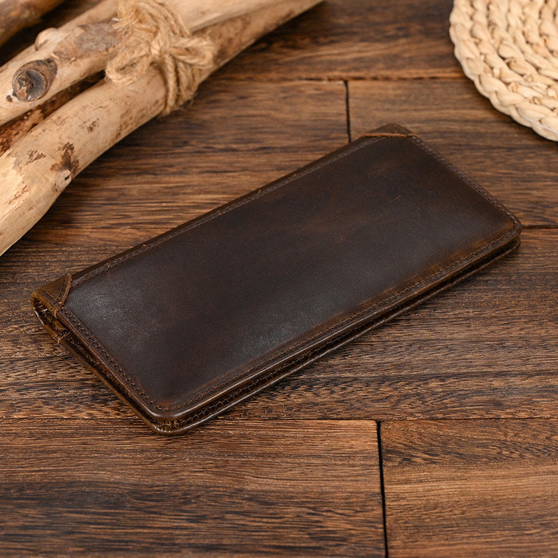 Men's Capacity First Layer Cowhide Genuine Leather Men's Clutch