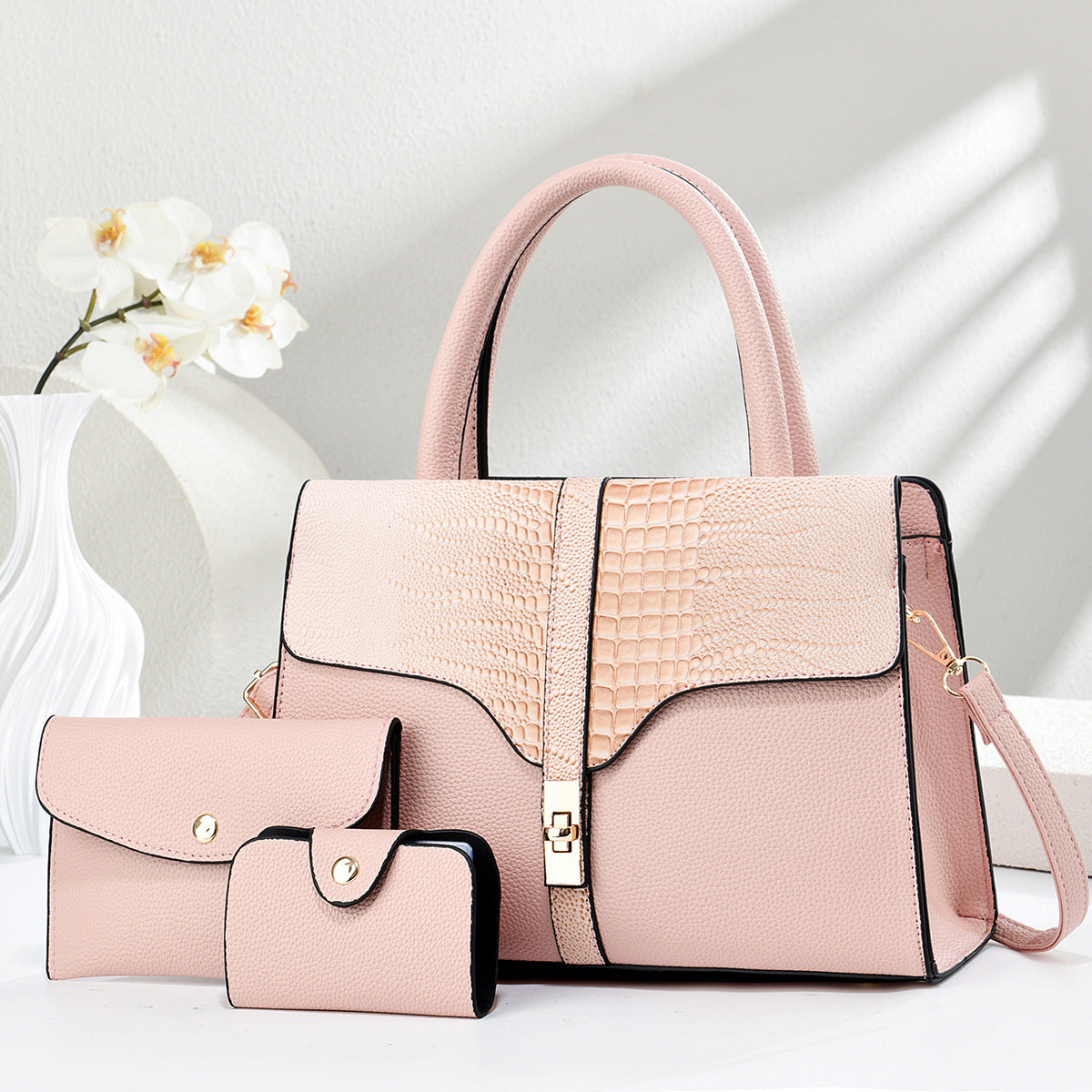 Large Capacity Textured Crocodile Pattern Simple One Women's Handbag