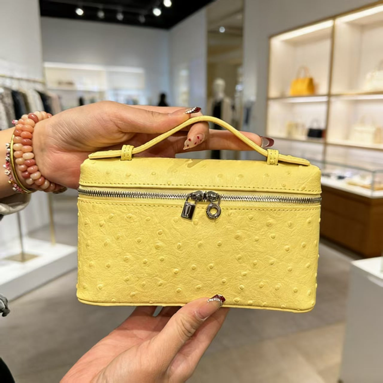 Popular Pretty Women's Ostrich Fashion Single Small Square Bag