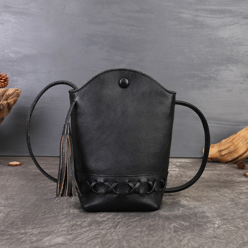 Women's Vintage Weave Mobile Mini Tassel Women's Messenger Bag