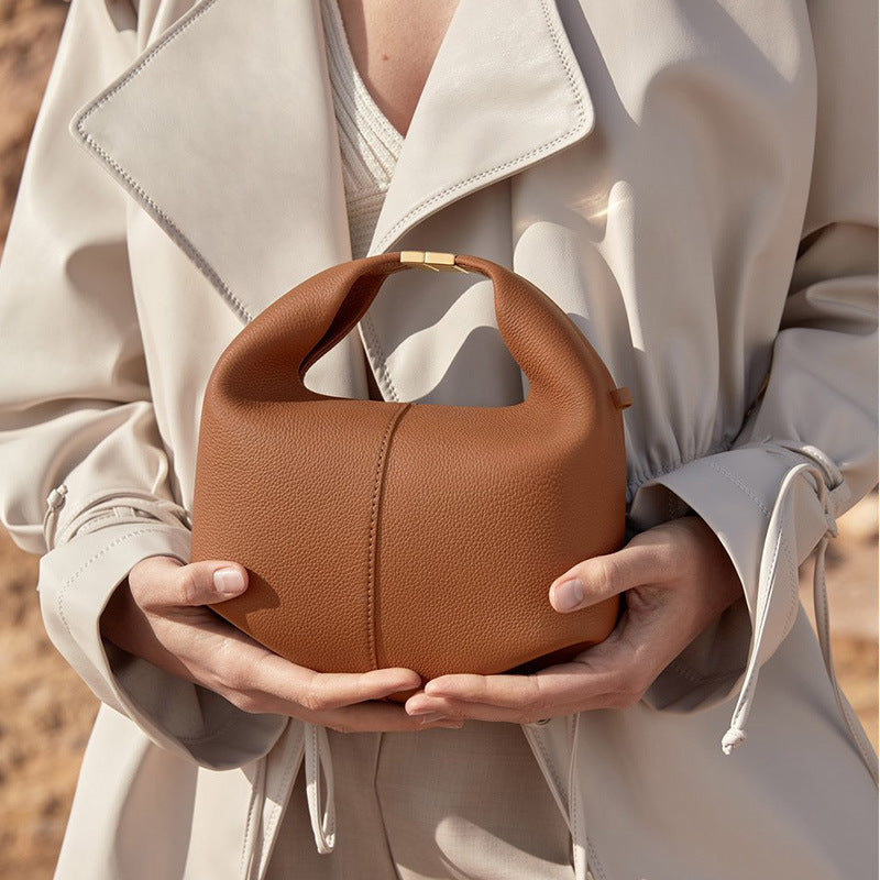 Women's French Niche Cowhide Lunch Box Design Women's Handbag