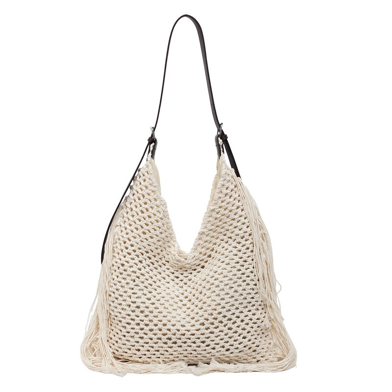 Women's Woven Cotton Thread Hollow Straw One Combination Minority Fashion Women's Shoulder Bag