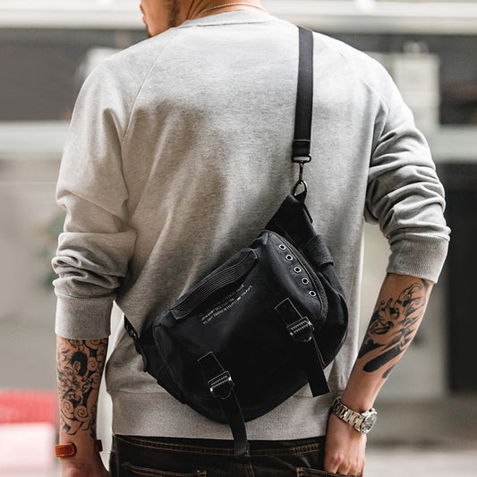 Men's Madden American Retro Alphabet Canvas Portable Motorcycle Bags