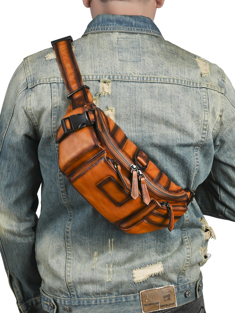 Men's Zipper Retro Color Matching Fashion Leisure Men's Fanny Pack