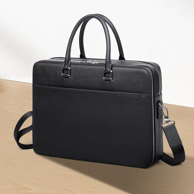 Men's Large Capacity Business Cow Leather Computer Men's Tote