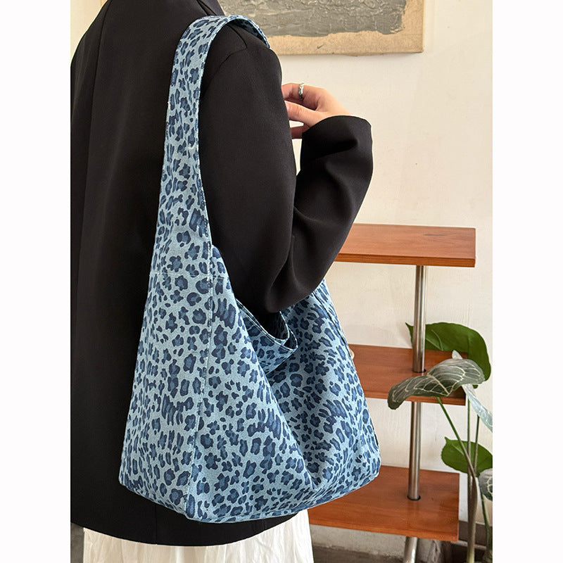 College Class Mummy Summer Idle Style Large Capacity Leopard Women's Shoulder Bag