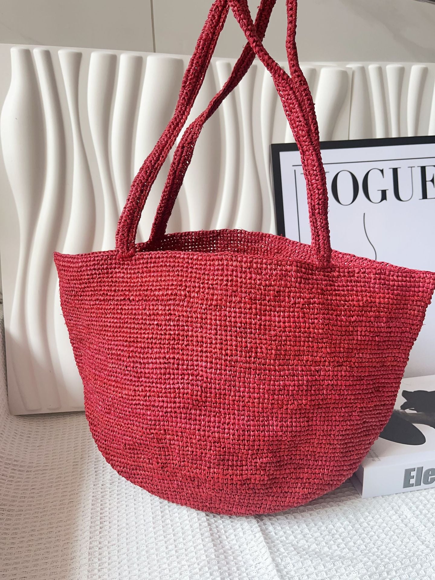 Summer Lady Raffia Hand-woven Fashion Simple Seaside Vacation Shoulder Bags