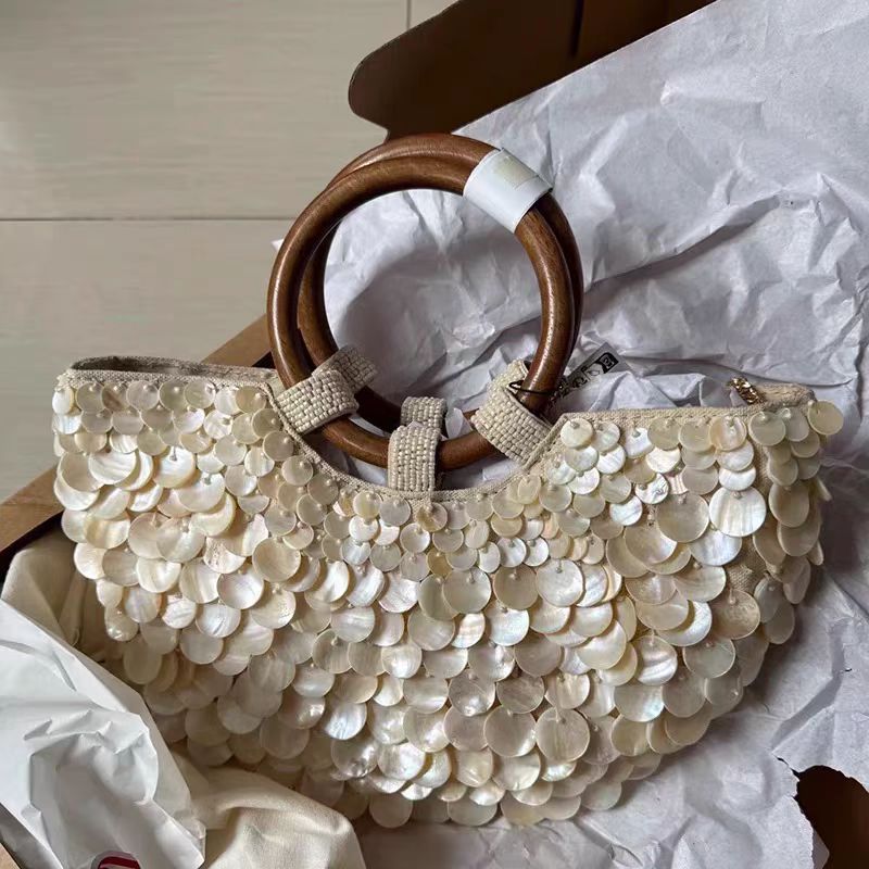 Women's Beaded Fritillary Dinner Style Shell Portable Women's Handbag