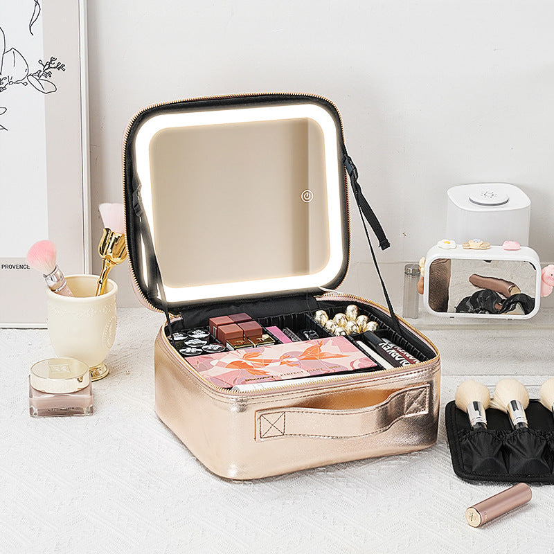 Capacity With Mirror Light Skin Care Storage Makeup Bag